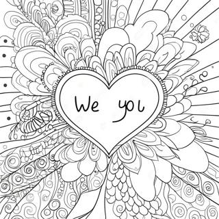 Page à colorier cœur Nous t'aimons | Page de coloriage Nous t'aimons
