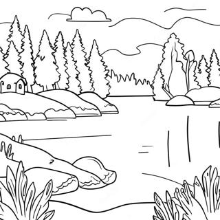 Page à colorier belle scène du lac Michigan | Page de coloriage Michigan