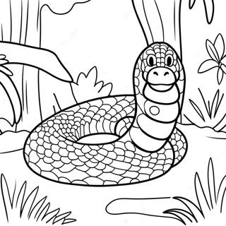 Page à colorier anaconda réaliste dans la jungle | Page de coloriage Anaconda