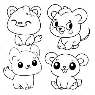Page à colorier autocollants avec des animaux mignons | Page de coloriage Autocollant