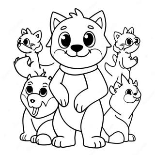 Page à colorier de Wolfoo avec des amis | Page de coloriage Wolfoo