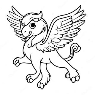 Page à colorier de griffon majestueux volant | Page de coloriage Griffon