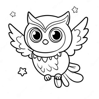 Page à colorier Owlette volant dans le ciel nocturne | Page de coloriage Owlette