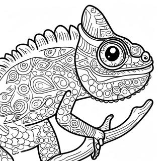 Page à colorier de caméléon coloré | Page de coloriage Reptile