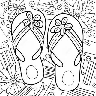 Page à colorier de tongs colorées | Page de coloriage Tongs