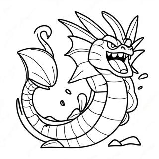 Page à colorier de Gyarados en colère | Page de coloriage Gyarados