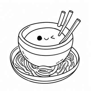 Page à colorier de ramen mignon en dessin animé | Page de coloriage Ramen