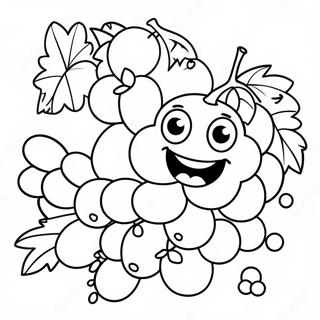Raisins drôles avec des visages - Page à colorier | Page de coloriage Raisin