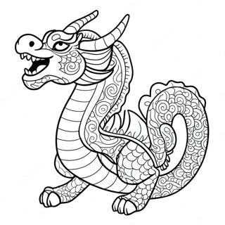 Page à colorier du dragon coréen | Page de coloriage Coréen
