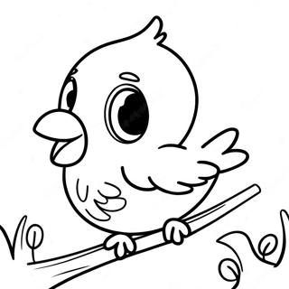 Page à colorier de mignon bébé oiseau chantant | Page de coloriage Oisillon