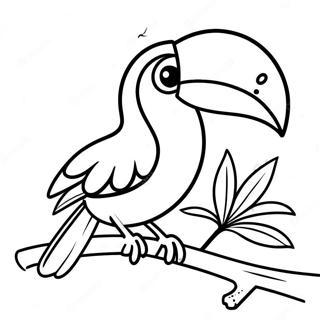 Page à colorier de toucan coloré perché sur une branche | Page de coloriage Toucan
