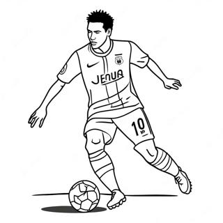 Page à colorier de Neymar dribblant un défenseur | Page de coloriage Neymar PSG