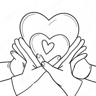 Mains Colorées Tenant des Cœurs Page à Colorier | Page de coloriage Mains