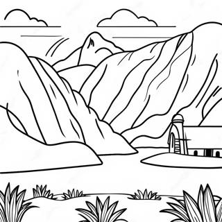 Paysage du Pérou Page à Colorier | Page de coloriage Pérou