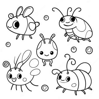 Insectes de Dessin Animé Mignons Page à Colorier | Page de coloriage Insectes