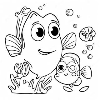Page à colorier de Dory et ses amis mignons | Page de coloriage Dory