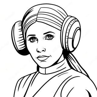 Page à colorier princesse Leia dans une tenue iconique | Page de coloriage Princesse Leia