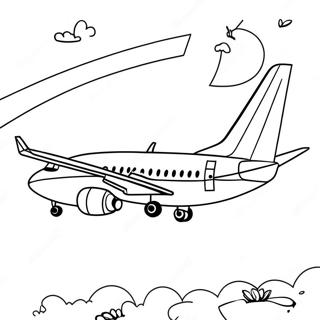 Page à colorier Boeing 737 en vol | Page de coloriage Boeing 737