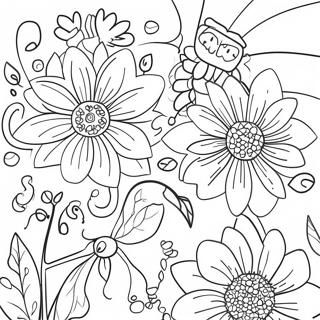 Page à colorier de Fleurs de Jardin Colorées | Page de coloriage Fleurs Terminées
