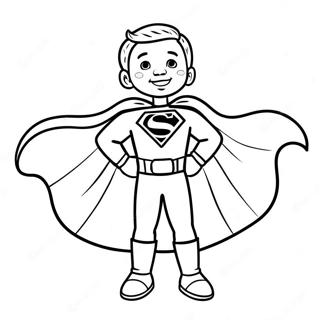 Page à colorier Garçon Noir avec une Cape de Super-héros | Page de coloriage Garçon Noir