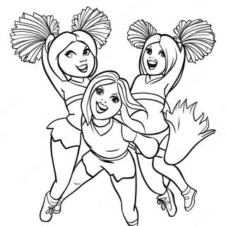 Page à colorier des cheerleaders des LA Rams en action | Page de coloriage LA Rams