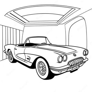 Page à colorier de la Corvette classique décapotable | Page de coloriage Corvette