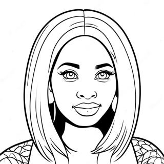 Page à colorier Nicki Minaj avec des cheveux colorés | Page de coloriage Nicki Minaj