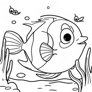 Page à colorier Flounder heureux en train de nager | Page de coloriage Plie