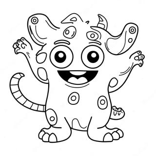 Page à colorier de personnages de monstres drôles | Page de coloriage Bête