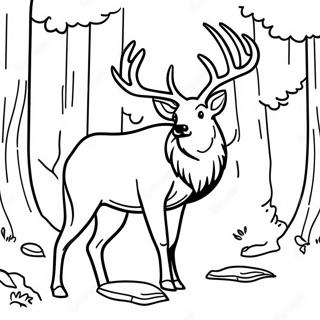 Page à colorier d'un élan majestueux dans la forêt | Page de coloriage Élan