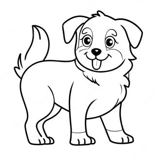 Page à colorier d'un chiot berger australien joueur | Page de coloriage Berger Australien