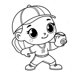 Mignonne page à colorier de softball | Page de coloriage Mignonne Softball