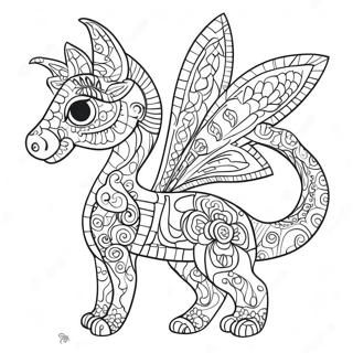 Page à colorier des Alebrijes colorés avec des motifs | Page de coloriage Alebrijes
