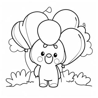 Page à colorier du numéro 2 mignon avec des ballons | Page de coloriage Numéro 2