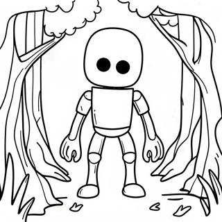 Page à colorier d'Enderman effrayant dans la forêt | Page de coloriage Enderman