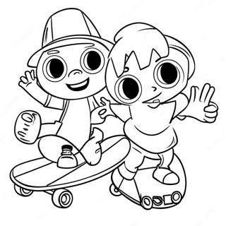 Page à colorier Homies cool en skateboard | Page de coloriage Homies