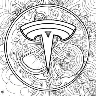 Page à colorier du logo Tesla | Page de coloriage Tesla