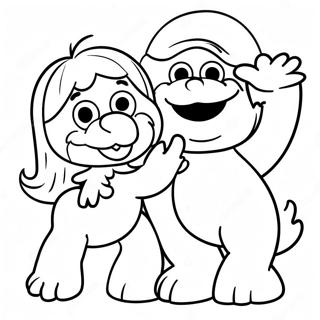 Page à colorier amusante Elmo et Abby | Page de coloriage Elmo et Abby