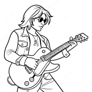 Page à colorier guitariste rock and roll | Page de coloriage Rock and Roll