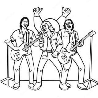 Page à colorier groupe de rock and roll sur scène | Page de coloriage Rock and Roll