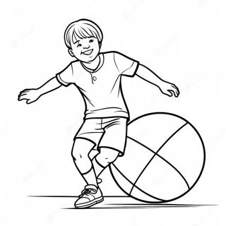 Page à colorier Jude Bellingham dribblant le ballon | Page de coloriage Jude Bellingham