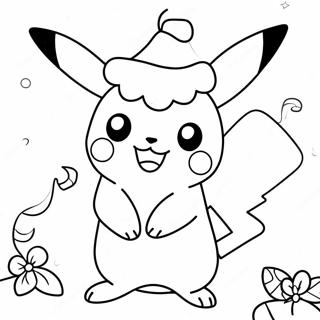Page à colorier Pikachu Noël | Page de coloriage Pikachu Noël