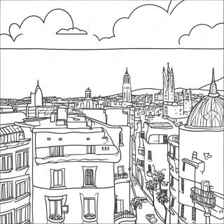 Page à colorier de la Ville de Barcelone | Page de coloriage Barcelone