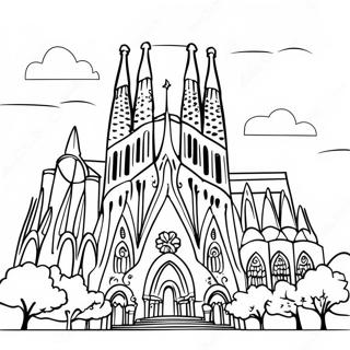 Page à colorier de la Sagrada Familia de Barcelone | Page de coloriage Barcelone