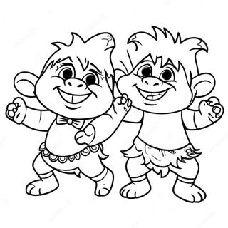 Page à colorier des Trolls Heureux dansants | Page de coloriage Viva Trolls