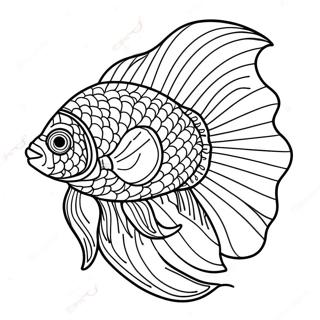 Page à colorier Poisson Beta coloré nageant | Page de coloriage Poisson Beta