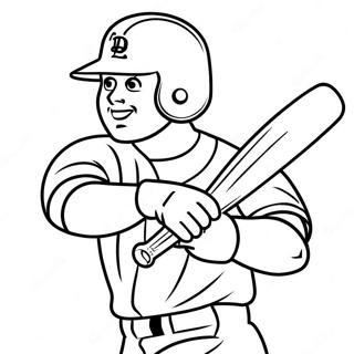 Page à colorier d'un joueur des Dodgers frappant avec une batte | Page de coloriage Dodgers