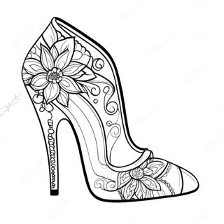 Page à colorier d'une chaussure à talon haut | Page de coloriage Talons Hauts