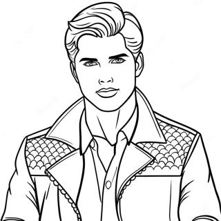 Page à colorier de Ken à la mode | Page de coloriage Ken