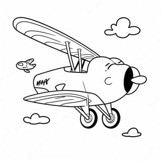 Page à colorier de Snoopy pilotant son avion rouge | Page de coloriage Snoopy